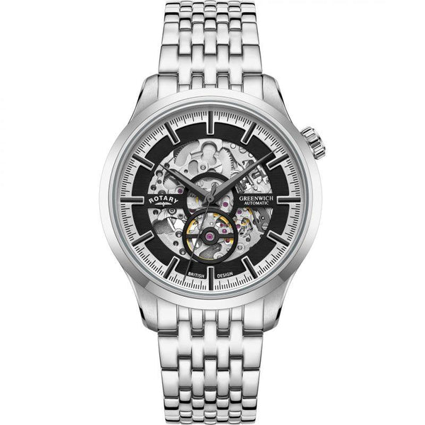 Rotary Greenwich Watch Men's Silver Skeleton Automatic GB02945/87 - WatchStatus Ltd