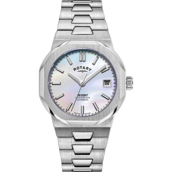 Rotary Regent Watch Ladies Silver Pearl Automatic LB05410/07 - WatchStatus Ltd