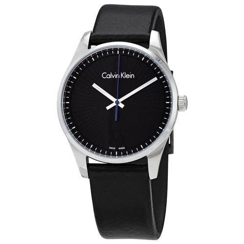 Calvin Klein Steadfast Men's Black Leather 40mm Watch K8S211C1 - WatchStatus Ltd