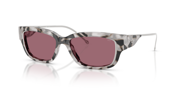 Diesel Sunglasses Rectangle Grey Tortoise Frame Red Lens DL2002MU 721/B5