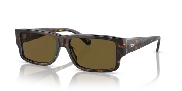 Diesel Sunglasses Rectangle Dark Havana Frame Brown Lens DL2003 713/73