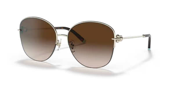 Tiffany & Co. Ladies Sunglasses Rectangle Gold Frame Brown Lens TF3082 60213B