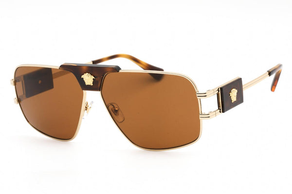 Versace VE2251 Men's Gold Havana Rectangular Sunglasses 147073 - WatchStatus Ltd