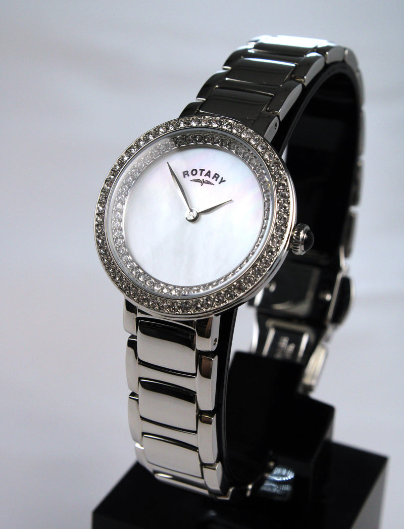 Rotary Cocktail Ladies Watch Silver Crystal LB05085/41L - WatchStatus Ltd