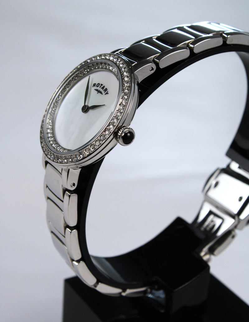 Rotary Cocktail Ladies Watch Silver Crystal LB05085/41L - WatchStatus Ltd