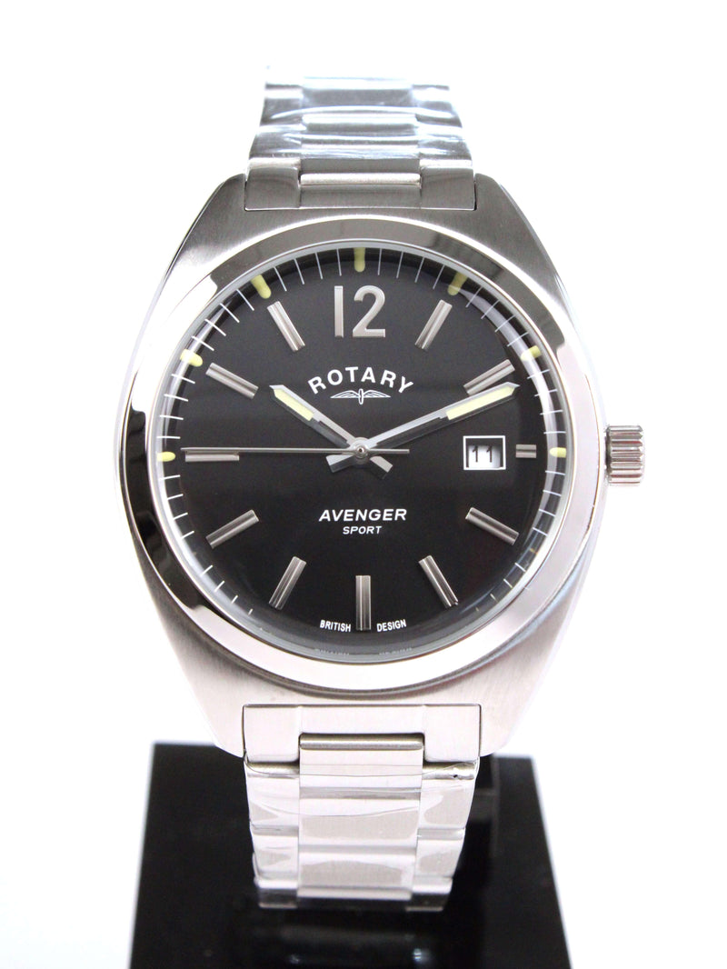 Rotary Avenger Sport Watch Men's Silver with Black Dial GB05480/65 - WatchStatus Ltd