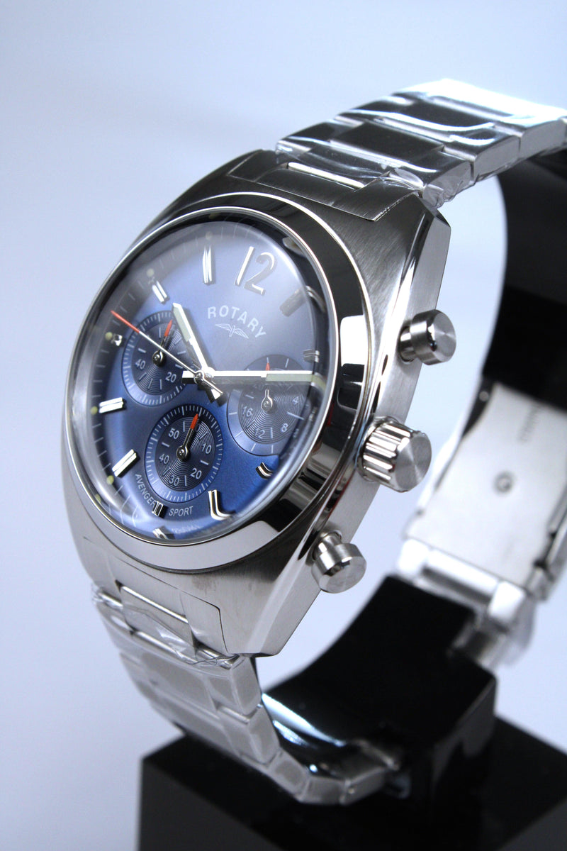 Rotary Avenger Sport Men's Watch Silver/Blue Chronograph GB05485/05 - WatchStatus Ltd