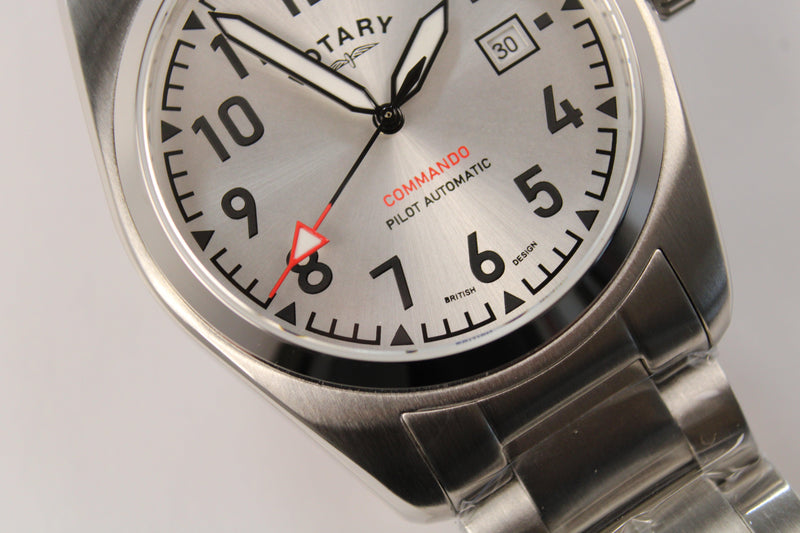 Rotary Commando Automatic Watch Men's Silver GB05470/22 - WatchStatus Ltd