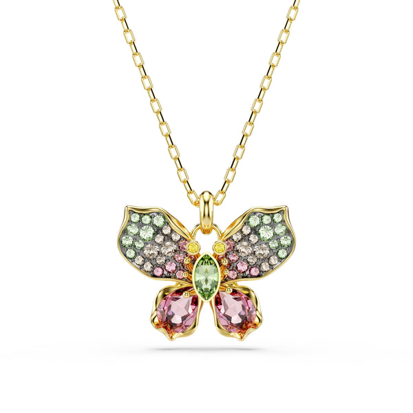Swarovski Idyllia Butterfly Pendant Necklace Multi-Stone Gold 5709950