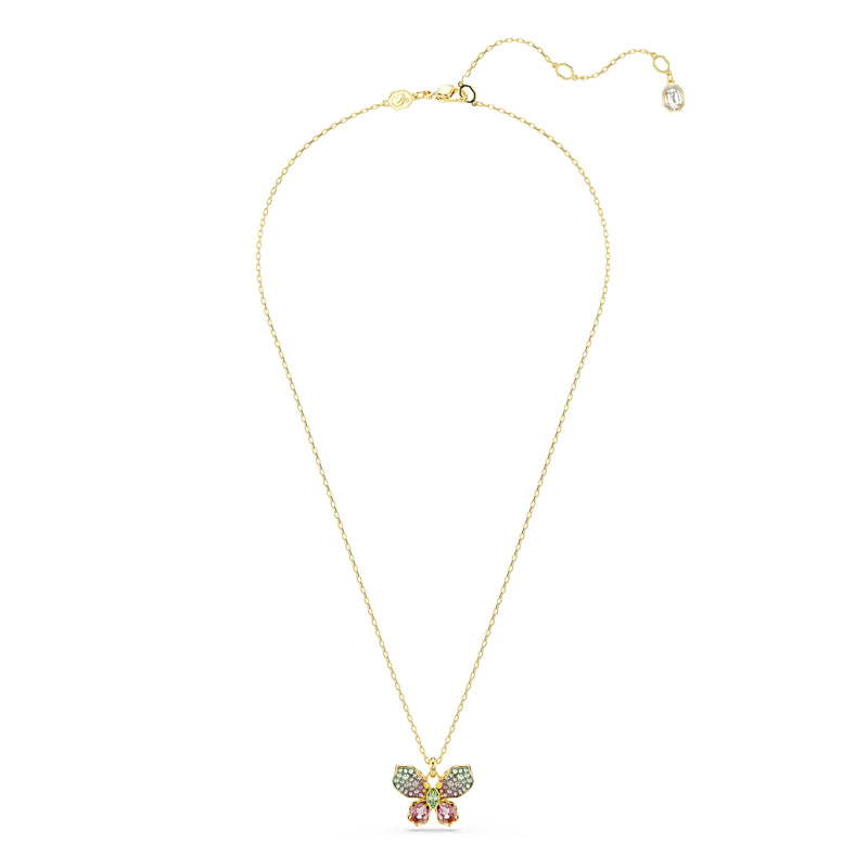 Swarovski Idyllia Butterfly Pendant Necklace Multi-Stone Gold 5709950
