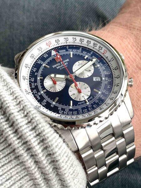 Swiss Alpine Military Men's Watch Silver Chronograph 7078.9137 - WatchStatus Ltd