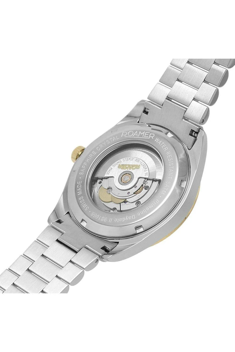 Roamer Primeline Day Date II Men's Watch Two Tone Blue Dial 981666 47 45 50