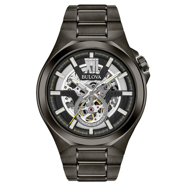 Bulova Maquina Men's Watch Black Skeleton 98A179