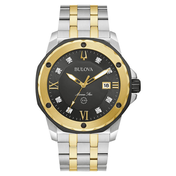 Bulova Marine Star Men's Watch Two-Tone Diamonds 98D175