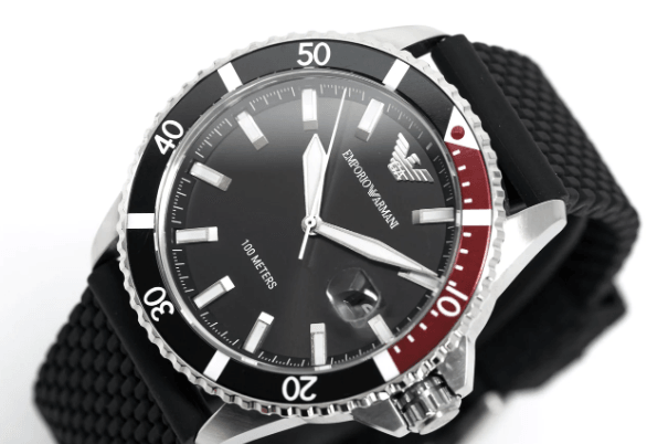 Emporio Armani Diver Men's Black Rubber Watch AR11341 - WatchStatus Ltd