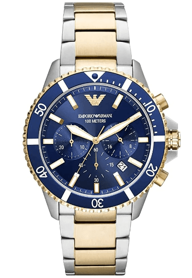 Emporio Armani Diver Men's Watch Two-Tone Blue Dial AR11362 - WatchStatus Ltd