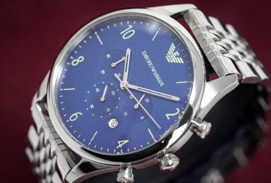 Emporio Armani Beta Men's Blue Dial Chronograph Watch AR1942 - WatchStatus Ltd