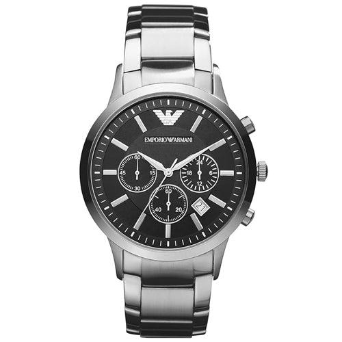 Emporio Armani Renato Black Dial Chronograph Watch AR2434 - WatchStatus Ltd