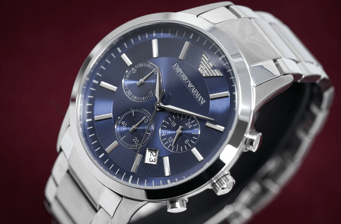 Emporio Armani Renato Men's Watch Blue Dial Chronograph AR2448 - WatchStatus Ltd