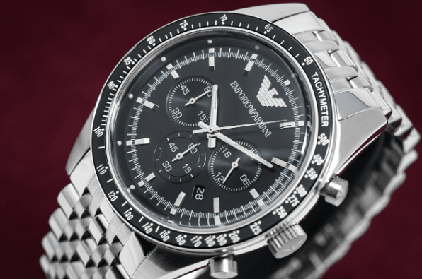 Emporio Armani Tazio Watch Black Dial Chronograph AR5988 - WatchStatus Ltd