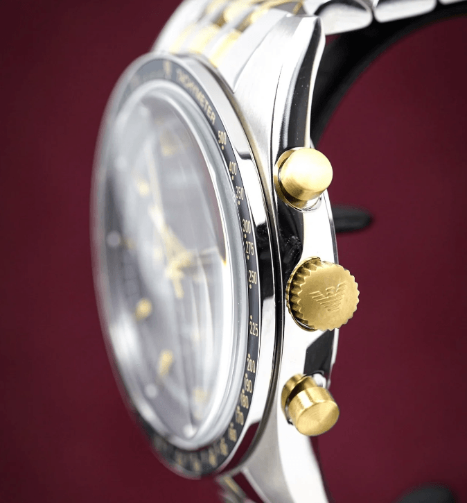 Emporio Armani Tazio Men's Watch Two Tone with Blue Dial AR6088 - WatchStatus Ltd