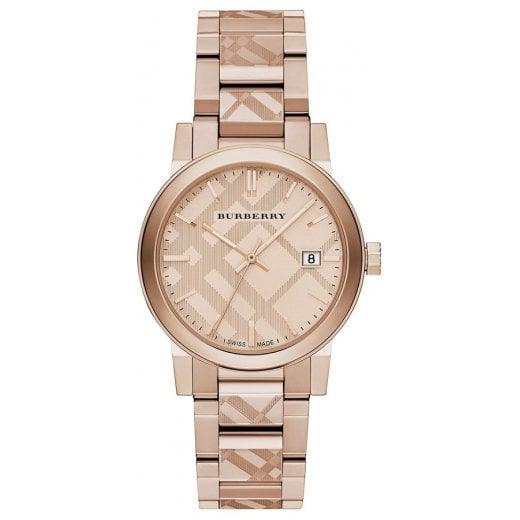 Burberry The City Ladies Watch Rose Gold Nova Check BU9039 - WatchStatus Ltd