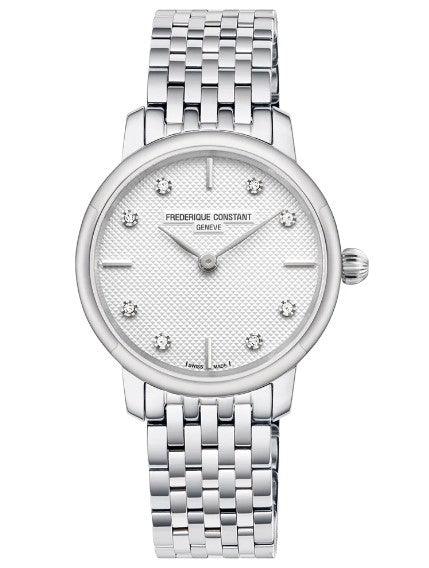 Frederique Constant Slimline Watch Ladies Silver Diamond FC-200STDS26B - WatchStatus Ltd