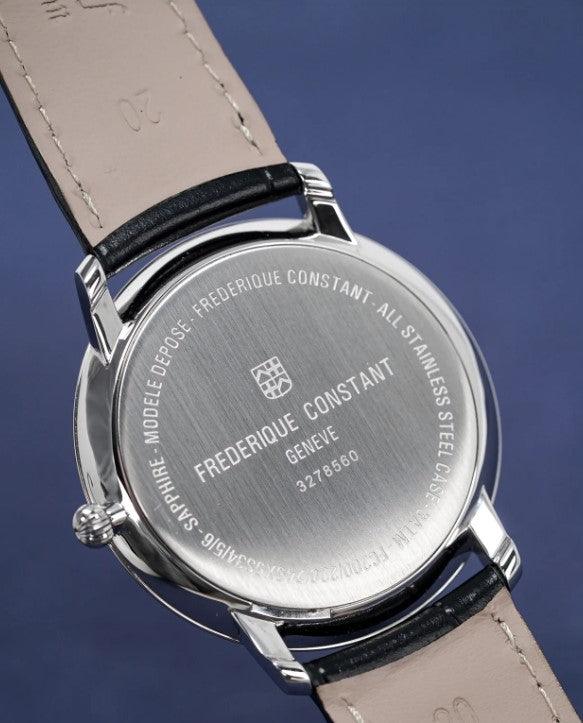 Frederique Constant Slimline Watch Men's Silver with Black Leather FC-220S5S6 - WatchStatus Ltd