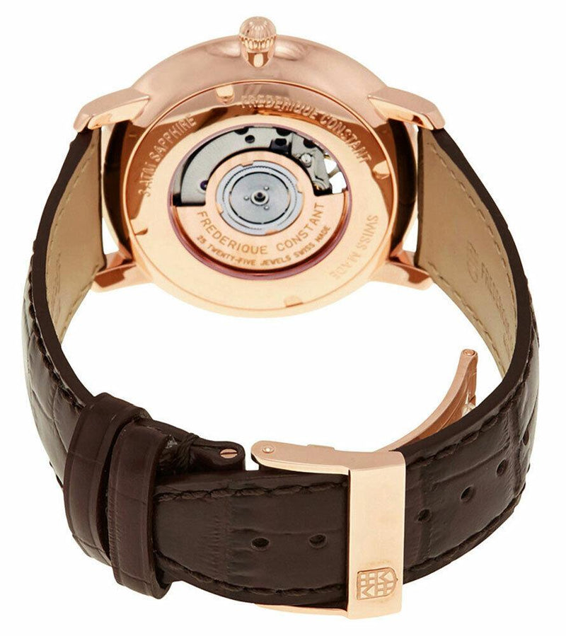 Frederique Constant Slimline Heart Beat Men's Watch Brown Leather FC-312V4S4 - WatchStatus Ltd
