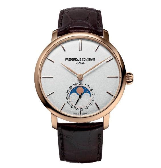 Frederique Constant Slimline Moonphase Watch Men's Rose Gold Automatic FC-705V4S4 - WatchStatus Ltd