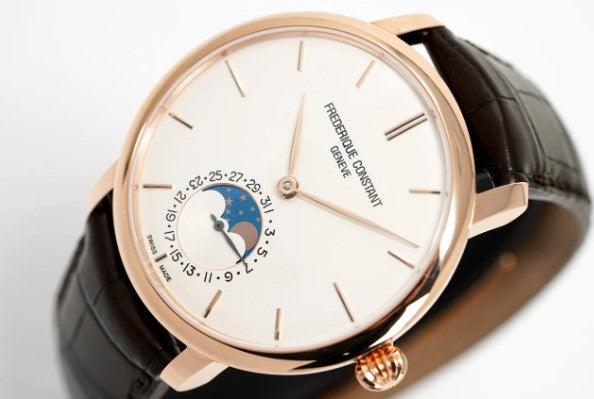 Frederique Constant Slimline Moonphase Watch Men's Rose Gold Automatic FC-705V4S4 - WatchStatus Ltd