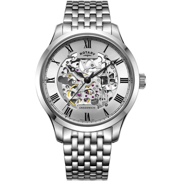 Rotary Greenwich Watch Skeleton Men's Silver Automatic GB02940/06 - WatchStatus Ltd