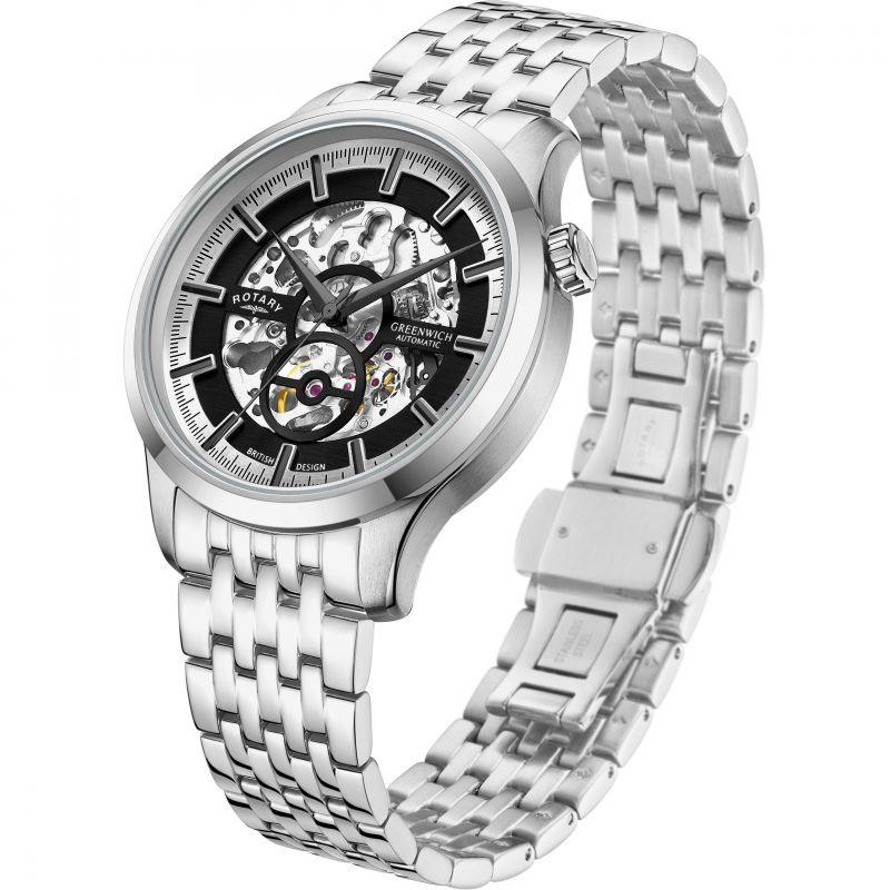 Rotary Greenwich Watch Men's Silver Skeleton Automatic GB02945/87 - WatchStatus Ltd