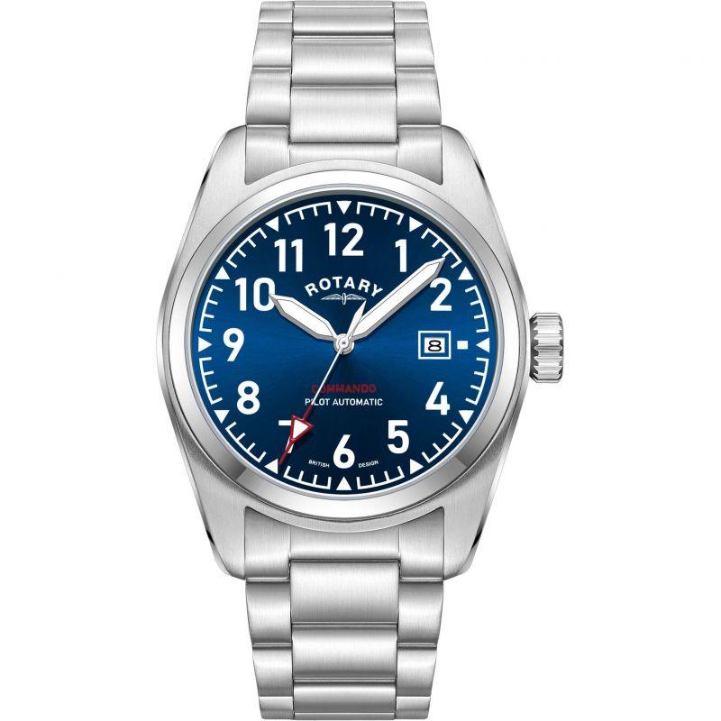 Rotary Commando Automatic Watch Men's Silver/Blue GB05470/52 - WatchStatus Ltd