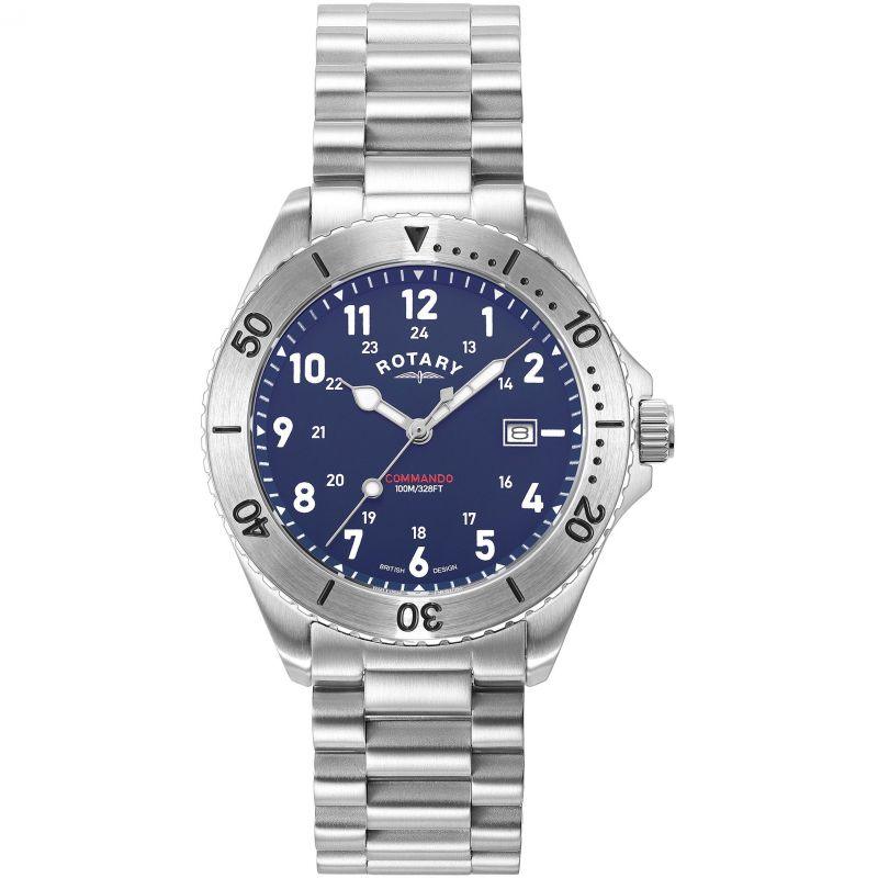 Rotary Commando Watch Men's Silver/Blue GB05475/52 - WatchStatus Ltd