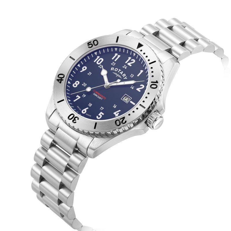 Rotary Commando Watch Men's Silver/Blue GB05475/52 - WatchStatus Ltd