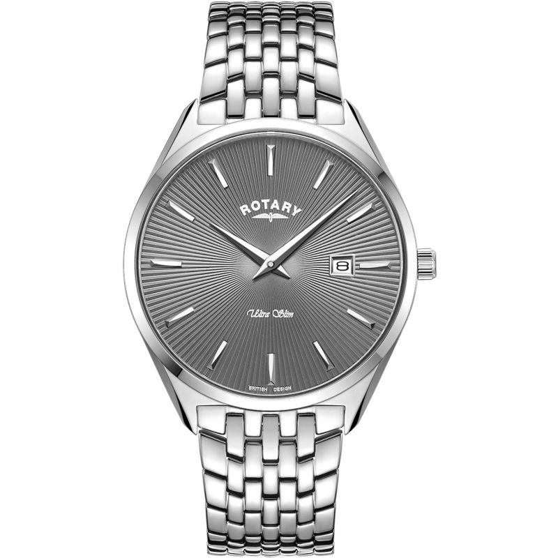 Rotary Ultra Slim Watch Men's Silver with Grey Dial GB08010/74 - WatchStatus Ltd