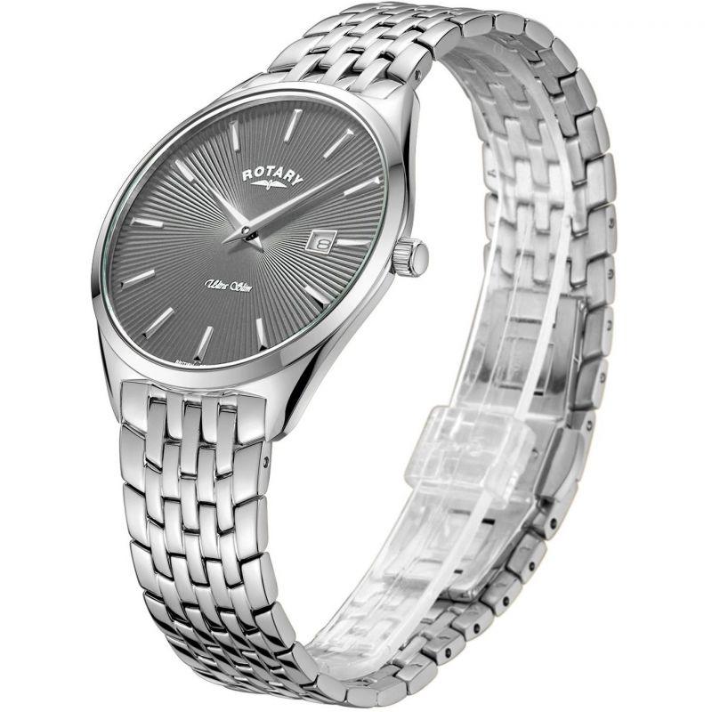 Rotary Ultra Slim Watch Men's Silver with Grey Dial GB08010/74 - WatchStatus Ltd
