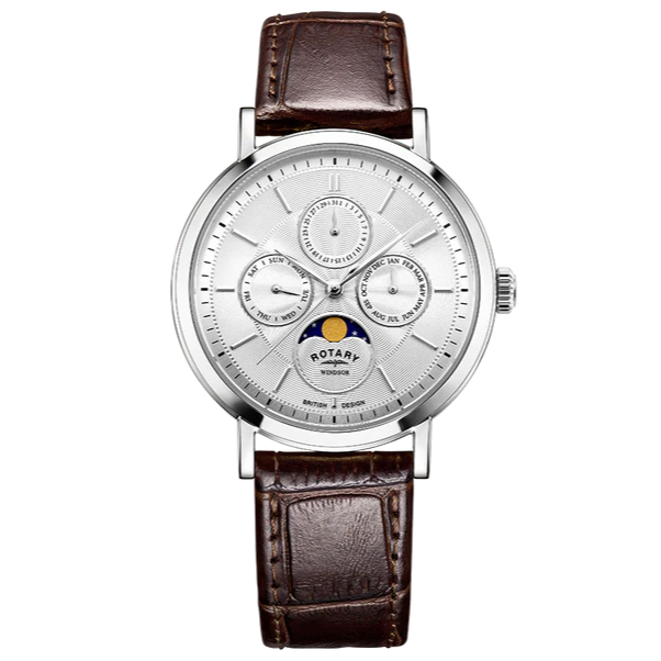 Rotary Moonphase Men's Watch Brown Leather GS05425/06