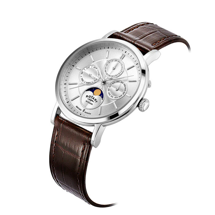 Rotary Moonphase Men's Watch Brown Leather GS05425/06
