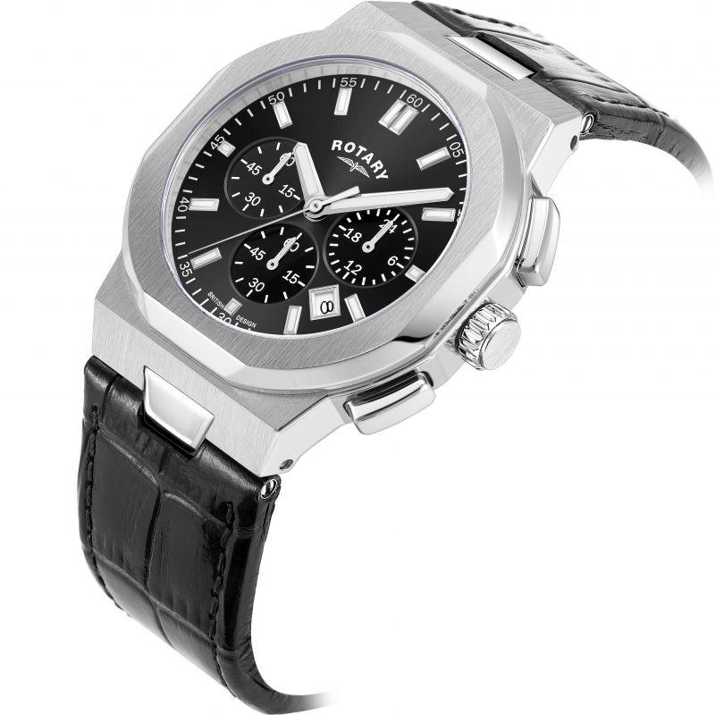 Rotary Regent Watch Men's Black Leather GS05450/65 - WatchStatus Ltd