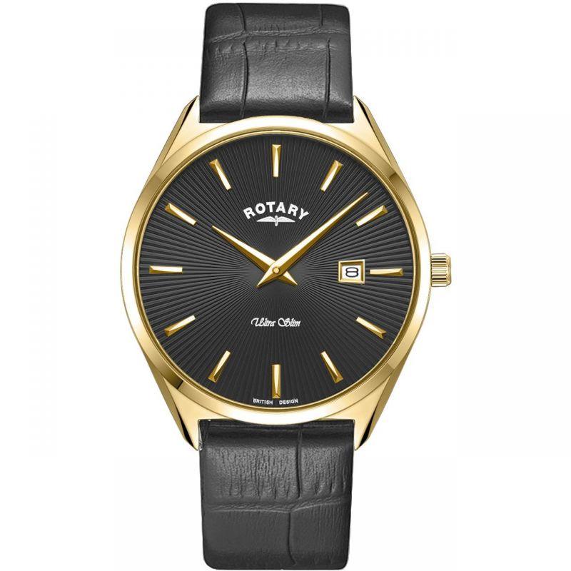 Rotary Ultra Slim Watch Men's Black Leather GS08013/04 - WatchStatus Ltd