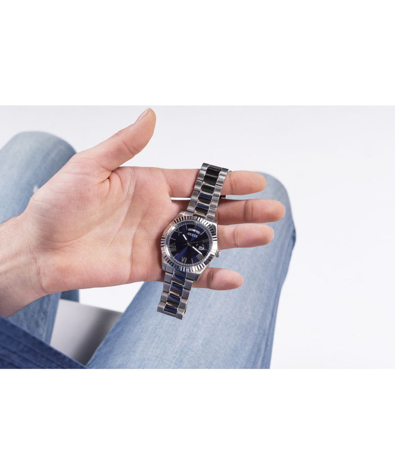 Guess Connoisseur Men's Watch Blue Silver Day/Date GW0265G7