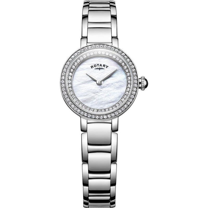 Rotary Cocktail Watch Ladies Silver Crystal LB05085/41L - WatchStatus Ltd