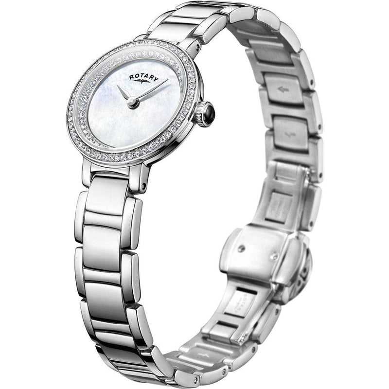 Rotary Cocktail Watch Ladies Silver Crystal LB05085/41L - WatchStatus Ltd