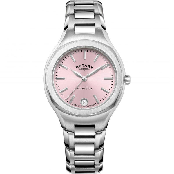 Rotary Kensington Watch Ladies Silver with Pink Dial LB05105/39 - WatchStatus Ltd