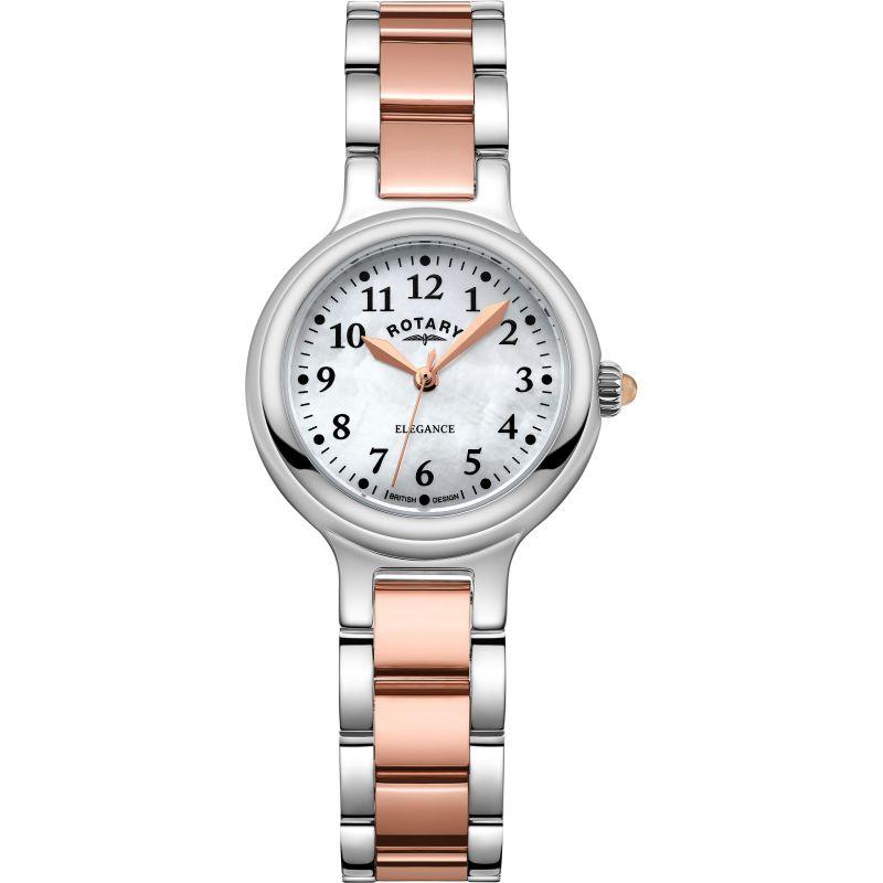 Rotary Elegance Watch Ladies Silver/Rose LB05137/41 - WatchStatus Ltd