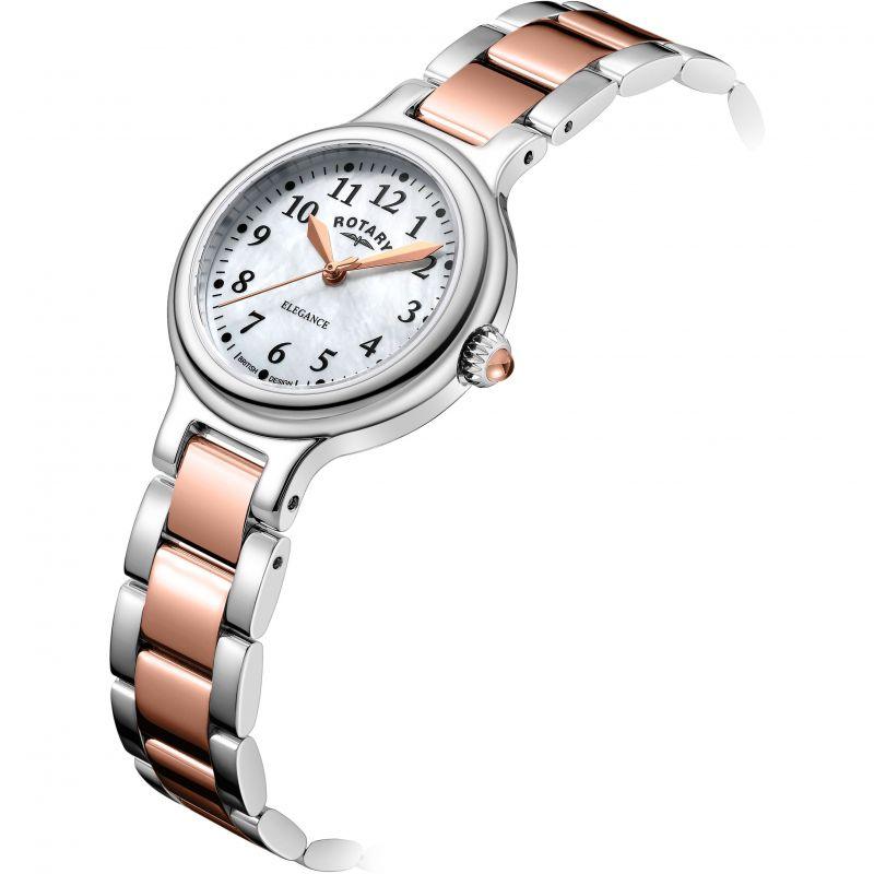 Rotary Elegance Watch Ladies Silver/Rose LB05137/41 - WatchStatus Ltd
