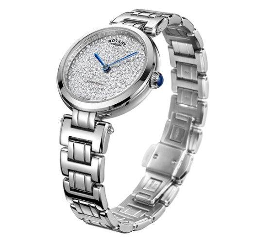 Rotary Kensington Watch Ladies Silver Crystal LB05190/33 - WatchStatus Ltd