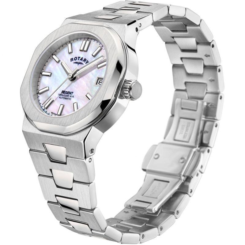 Rotary Regent Watch Ladies Silver Pearl Automatic LB05410/07 - WatchStatus Ltd